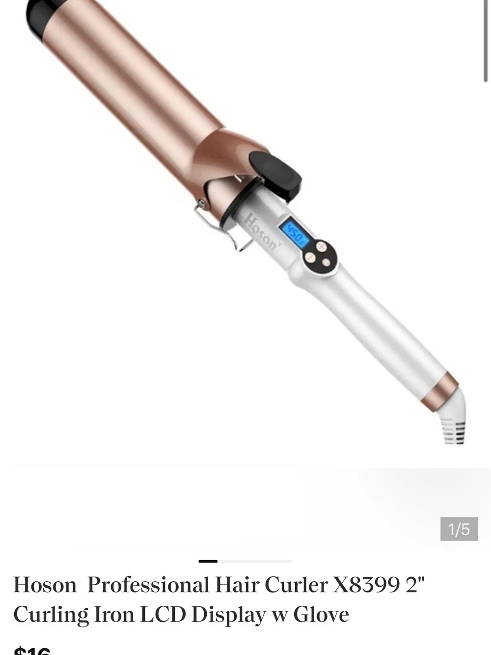 Hoson Professional Hair Curler - Rose Gold Barrel with White Handle